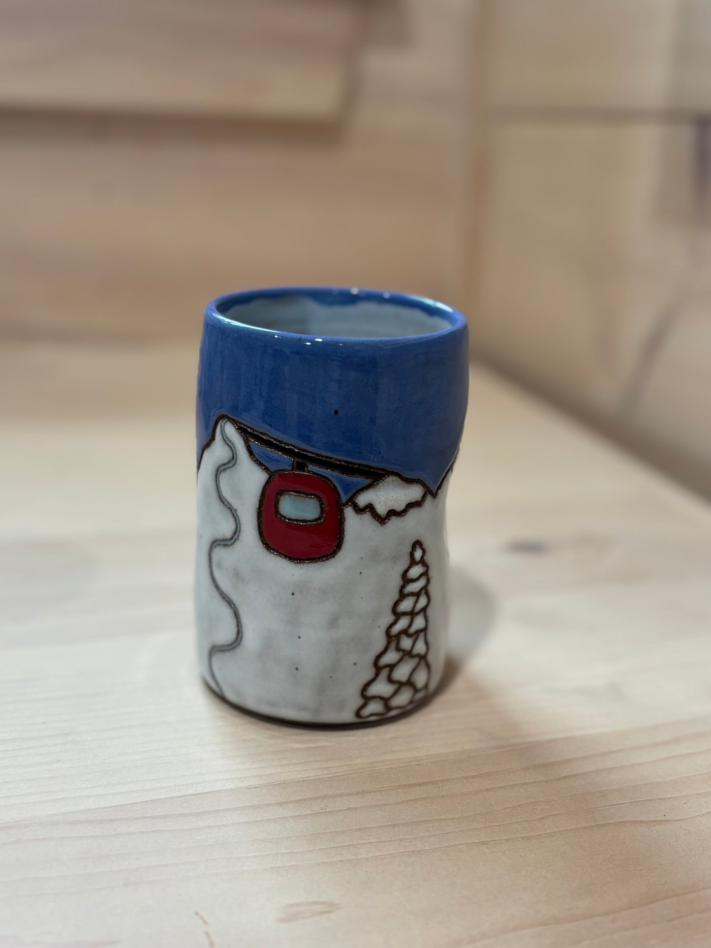 Gondola Snowy Trees Ski Tumbler- Large #2