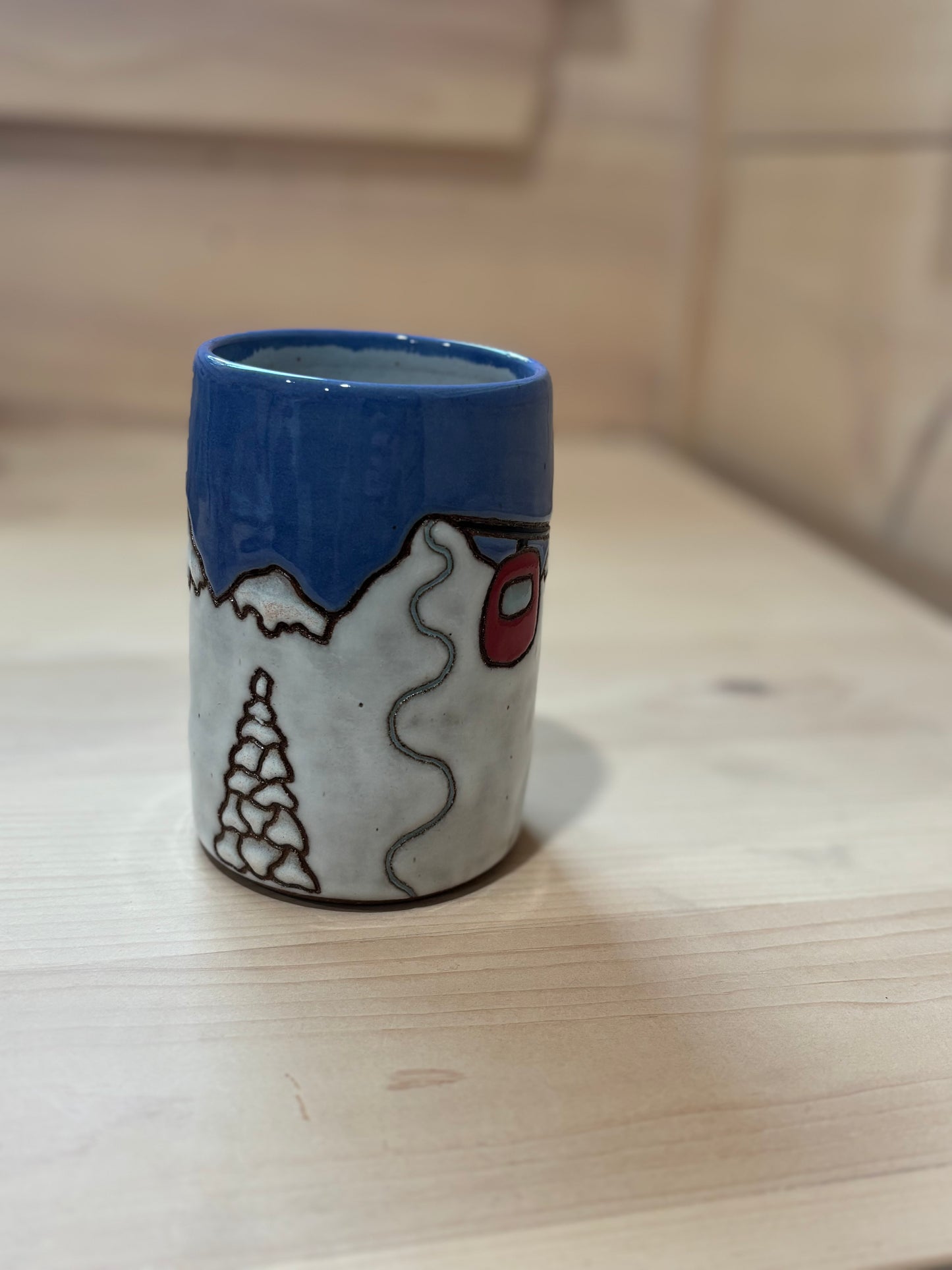 Gondola Snowy Trees Ski Tumbler- Large #2