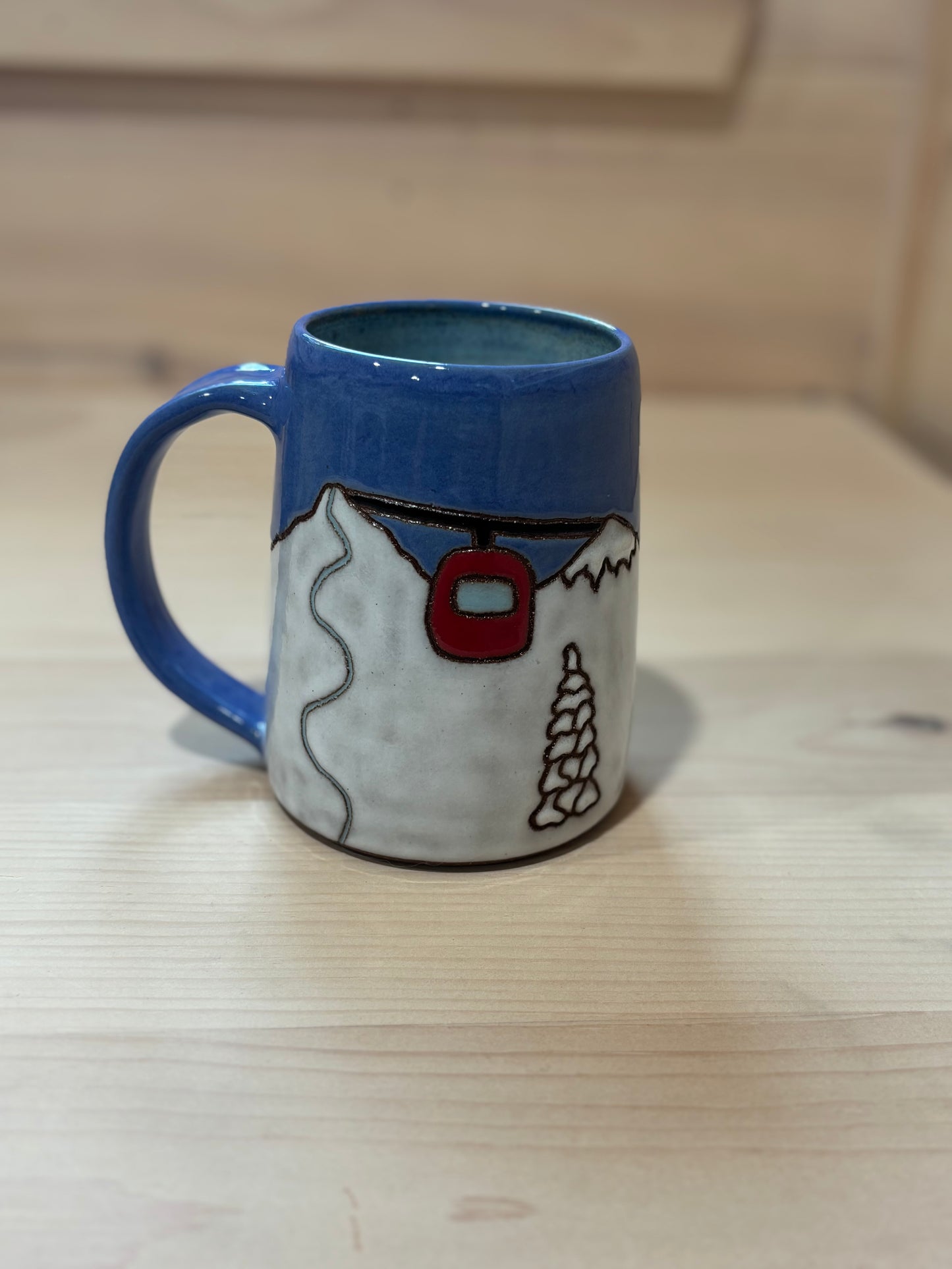 Gondola Snowy Trees Ski Mug 1