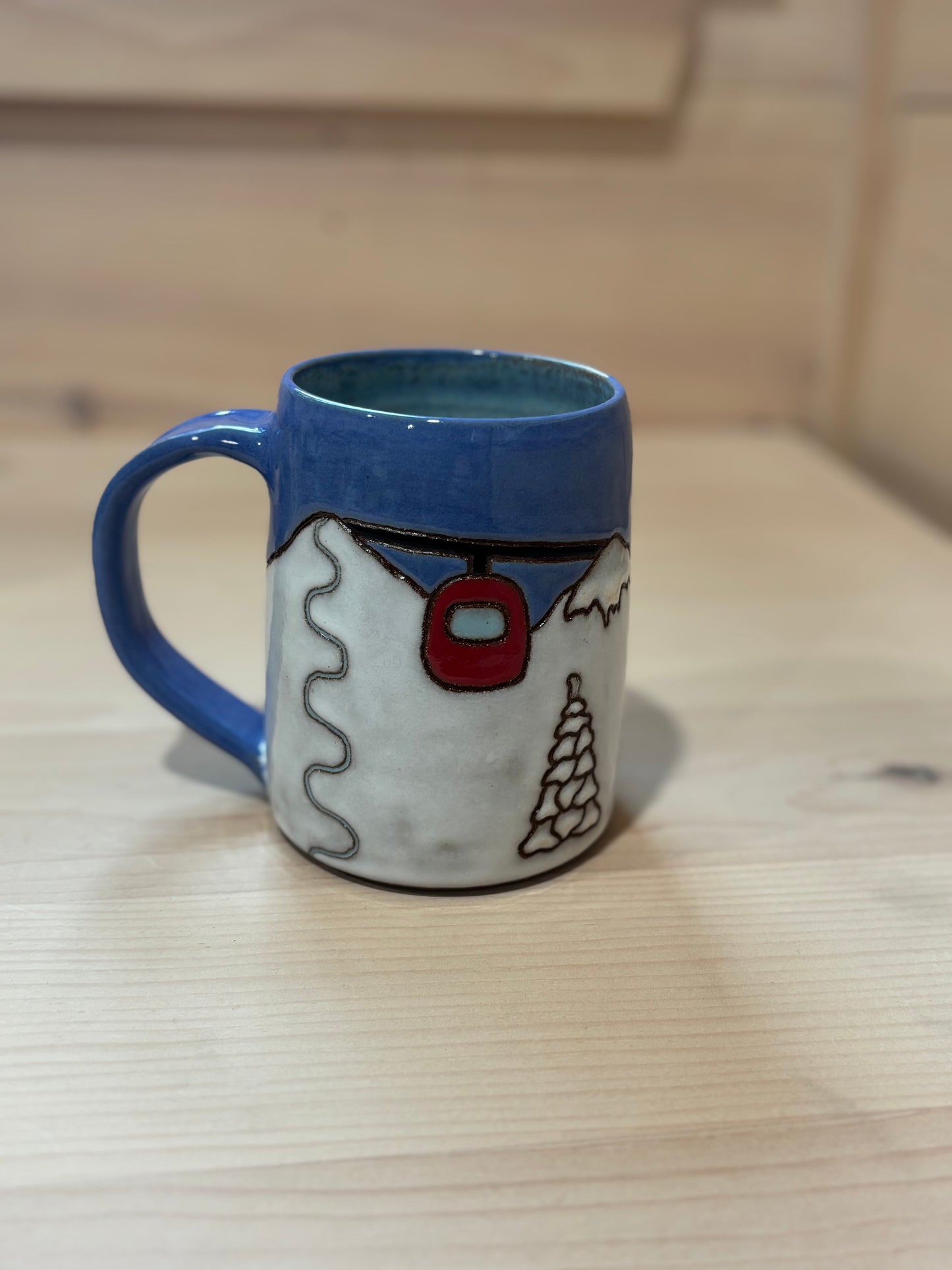Gondola Snowy Trees Ski Mug 2
